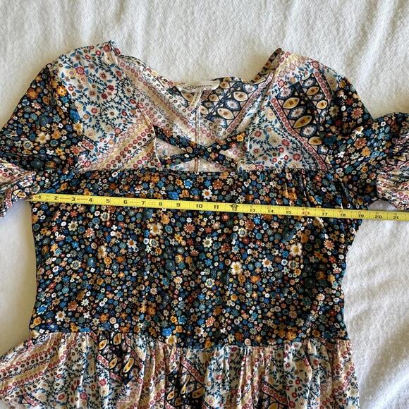 BCBGeneration Boho Flower Print Ruffle Blouse Size XS - Picture 5 of 8